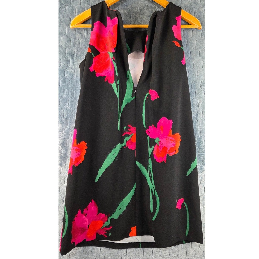 Lauren Ralph Lauren Black Floral Sleeveless Shift Dress Pink Orange Green Size 8 - Picture 2 of 8